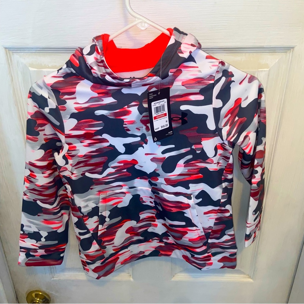 Under Armour Multicolored Black & Red Camo Hoodie Size Yxs - NEW